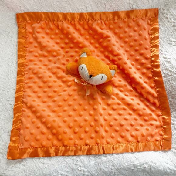 Pro Goleem Orange Fox Minky Dot Satin Baby Lovey Security Blanket Plush - Picture 2 of 7